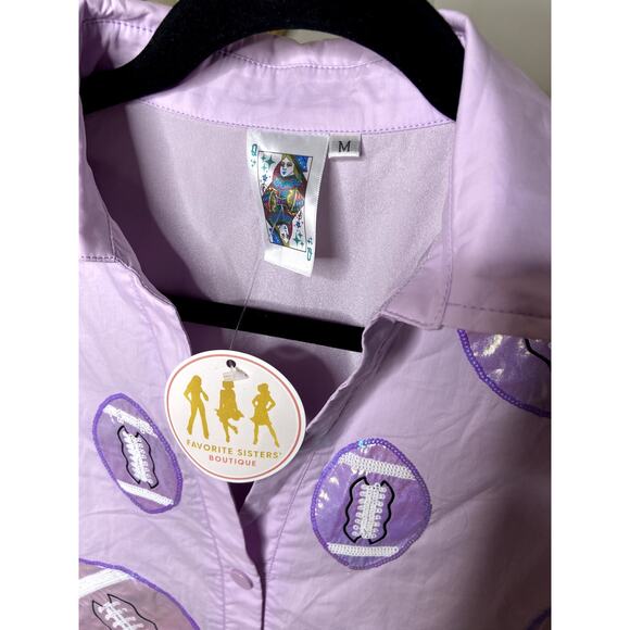 Queen of Sparkles Lavender Iridescent Football Romper size M medium - Picture 3 of 4